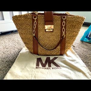 Michael Kors Hand Woven Straw Purse New